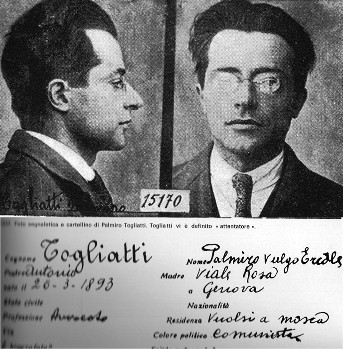 scheda segnaletica di Palmiro Togliatti, 1937