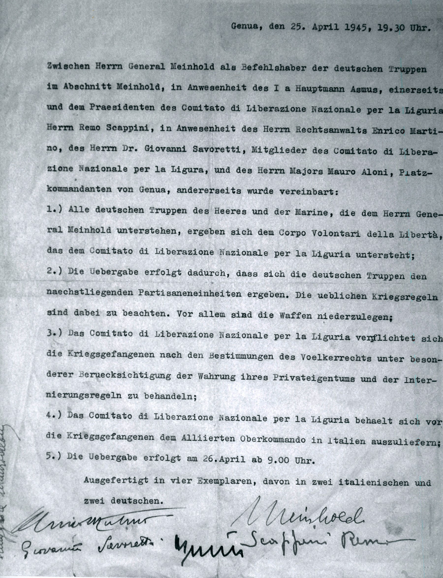 Genova, 25 aprile 1945: l'atto di resa firmato a Villa Migone - Museo del Risorgimento di Genova