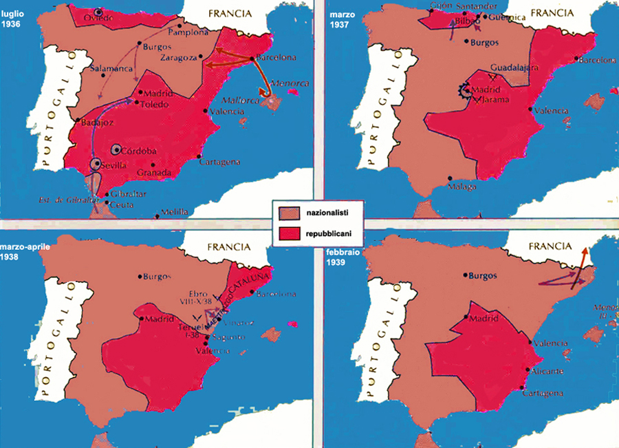guerra civile spagnola: mappa