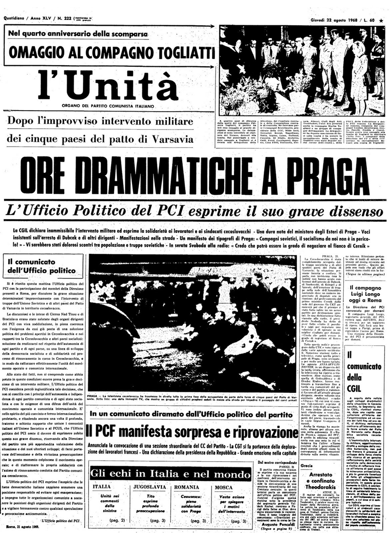 l'Unità, 22 agosto 1968